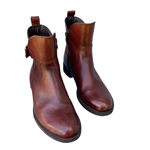 Ecco Brown Saunter Goretex Midcut Buckle Zip Boots Waterproof Size 6